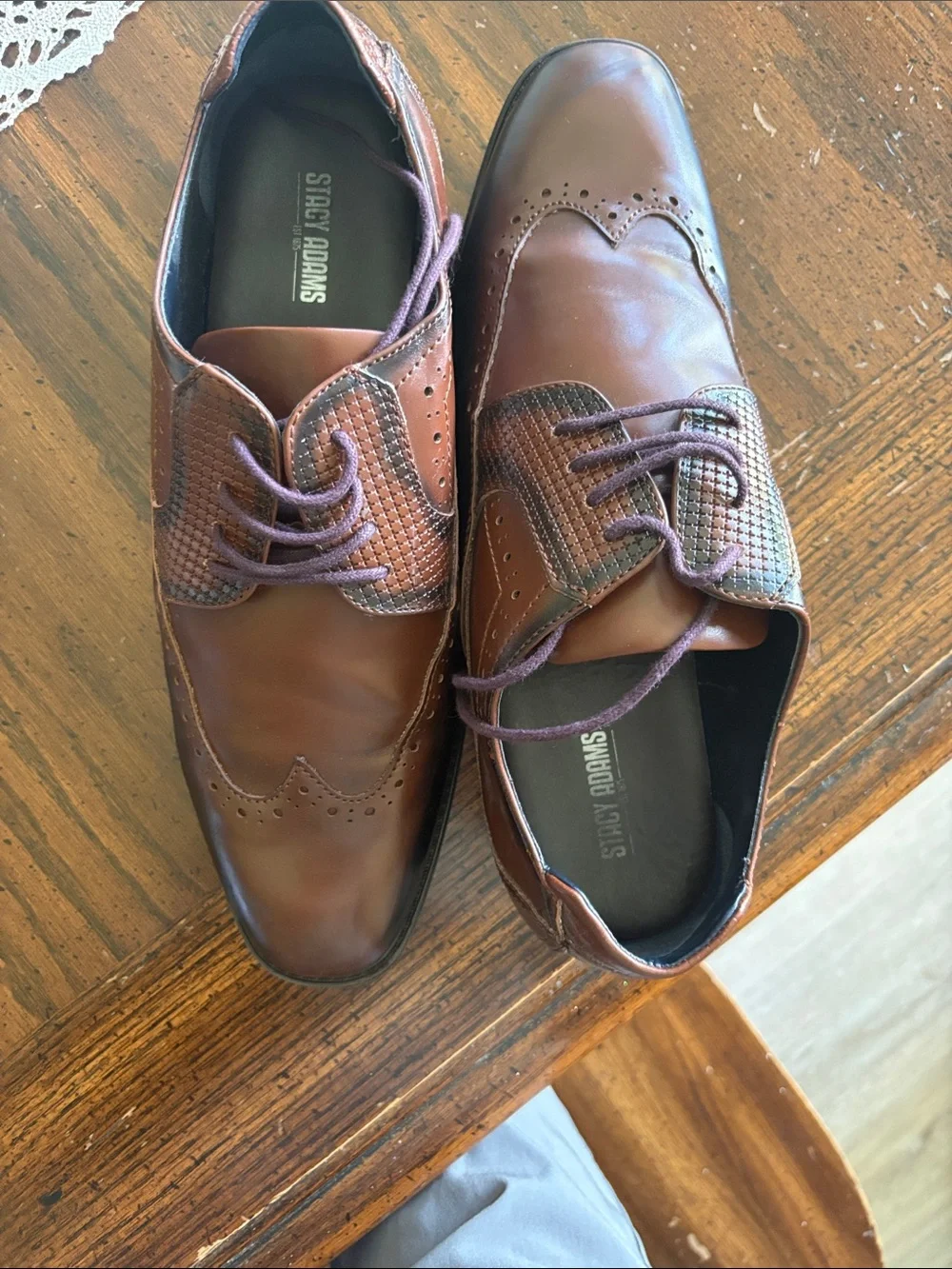 Stacy Adams Dark Brown Wingtip Derby with Textured Accents